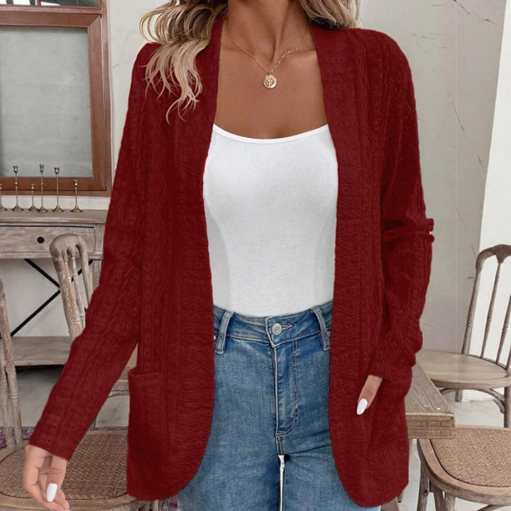 Women's Open Structured Knitted Cardigan with Pockets Mune Fashion