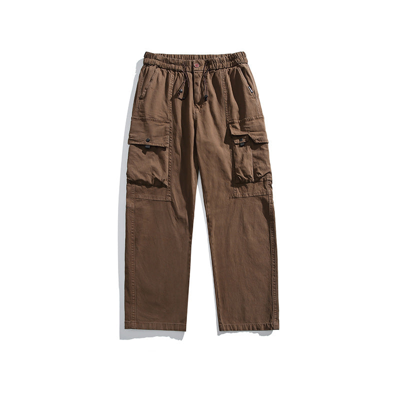 Men's Lightweight Utility Cargo Pants made of Cotton Blend with Elastic Waistband, Drawstring, and Multiple Pockets Mune Fashion