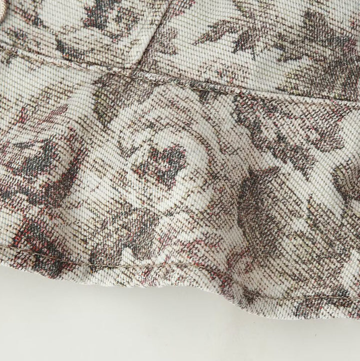 Women's Tailored Jacquard Jacket with Stand-up Collar and Peplum