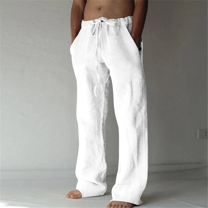 Men's relaxed linen pants with wide leg and drawstring waist Mune Fashion