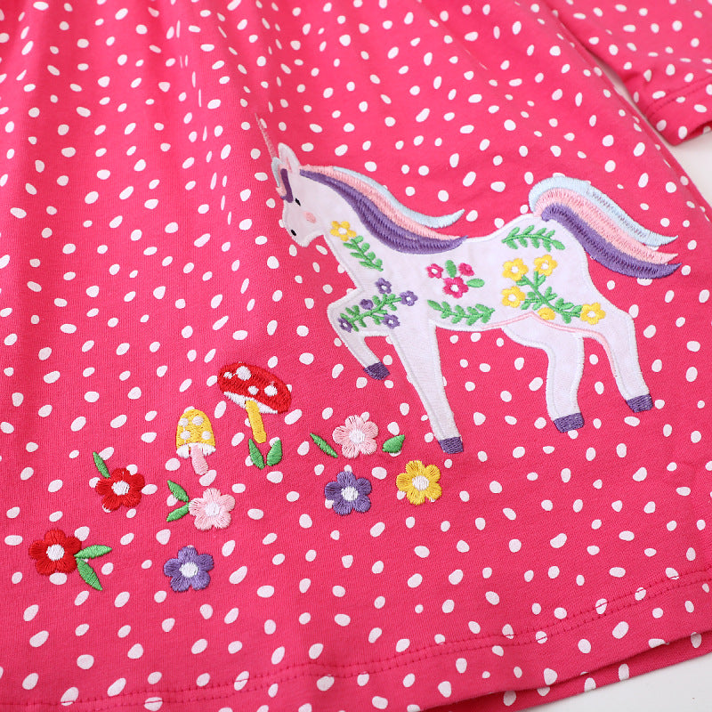 Girls long sleeve dress with playful unicorn motif Mune Fashion