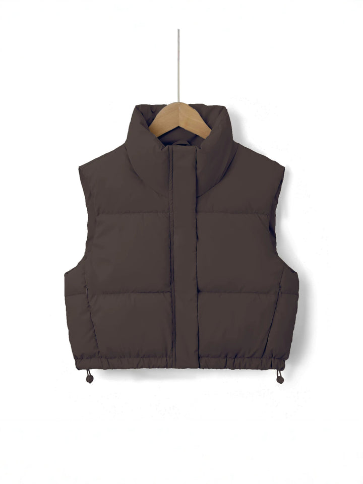 Women Padded Quilted Gilet with High Stand-Up Collar Mune Fashion