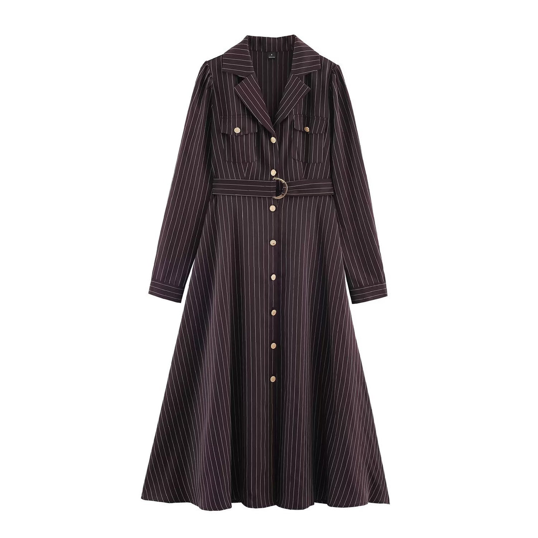 Women’s shirt dress in pinstripe look with waist belt Mune Fashion
