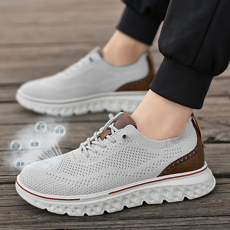 Men's breathable knitted sports shoes with shock-absorbing honeycomb sole Mune Fashion