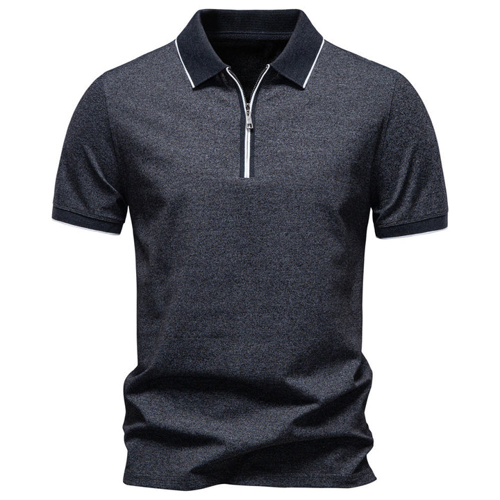Men's breathable short-sleeved polo shirt with half-high zipper and piqué texture Mune Fashion