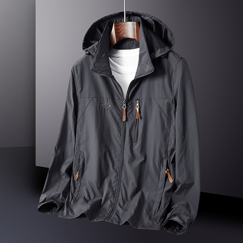 Men's lightweight windproof hooded jacket with zippered pockets and breathable membrane Mune Fashion