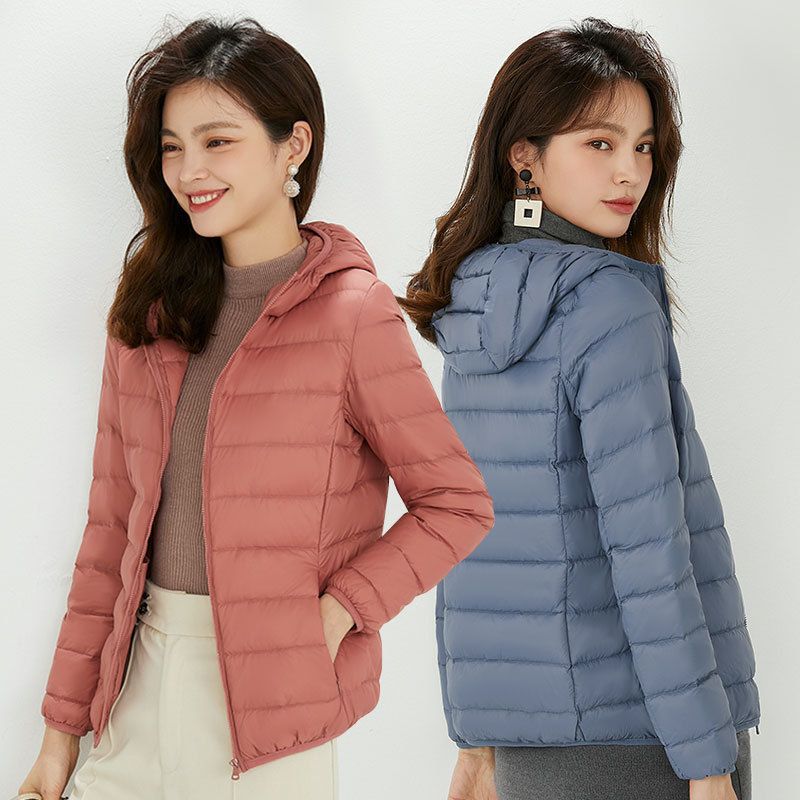 Women's Ultra-light Quilted Hooded Jacket with Ultra-flat Thermal Wadding Mune Fashion