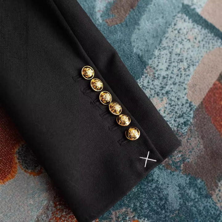 Women's Fashion Jacket with Stand-up Collar and Gold Buttons Mune Fashion
