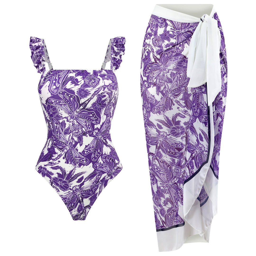 Women’s swimsuit dress with floral pattern and flaring skirt Mune Fashion