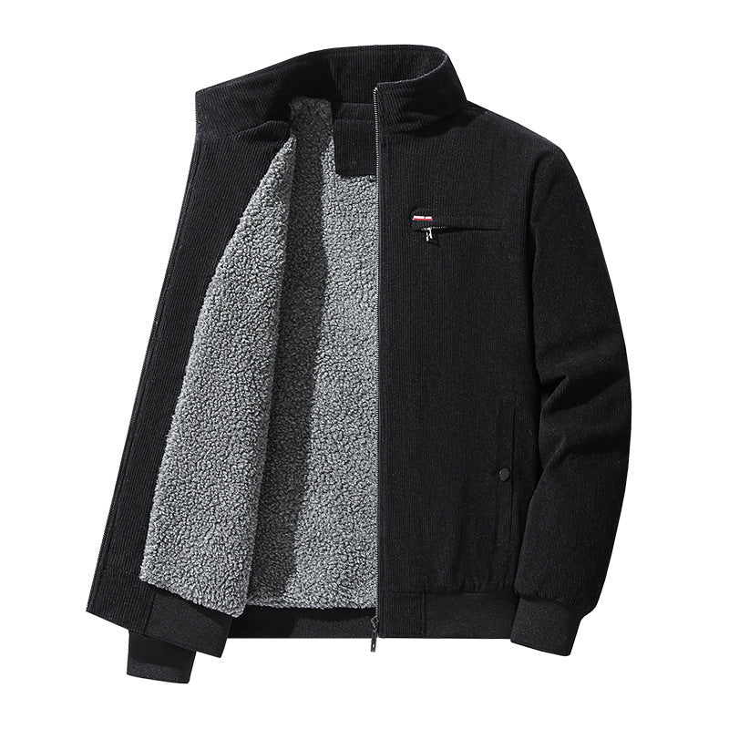 Men's nano high-quality corduroy jacket with teddy inner lining, stand-up collar and chest zipper Mune Fashion