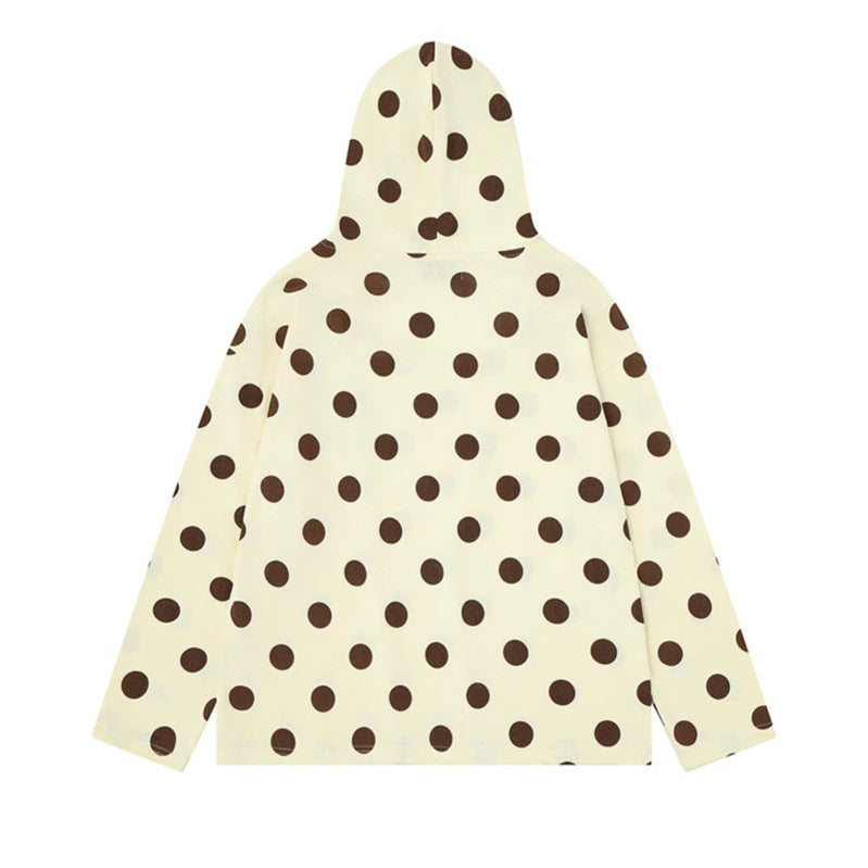 Women's lightweight hooded sweatshirt with all-over polka dot print, drawstring and relaxed fit Mune Fashion