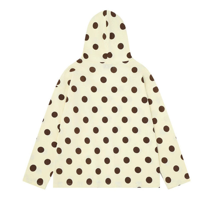 Women's lightweight hooded sweatshirt with all-over polka dot print, drawstring and relaxed fit Mune Fashion