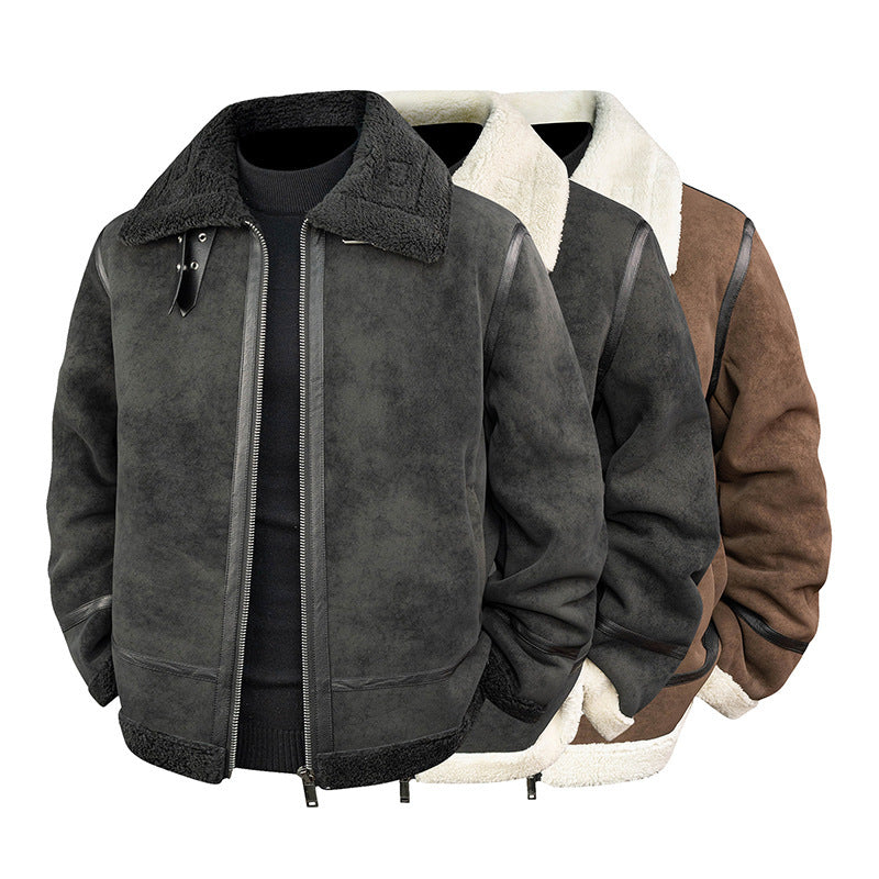 Men's Stylish Bomber Jacket with Faux Fur Collar Mune Fashion