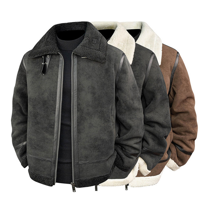 Men's Stylish Bomber Jacket with Faux Fur Collar Mune Fashion