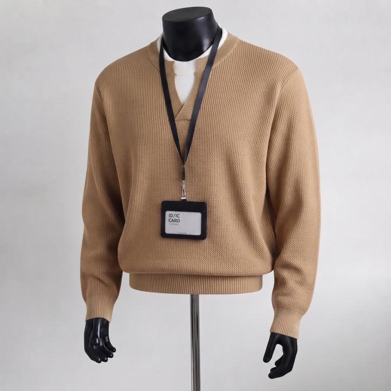 Men's Comfortable Knit Sweater with V-Neck Mune Fashion