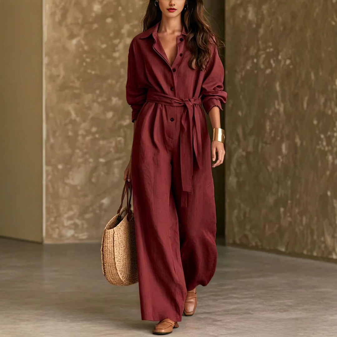 Ladies Elegant Shirt Dress with Waist Belt Mune Fashion