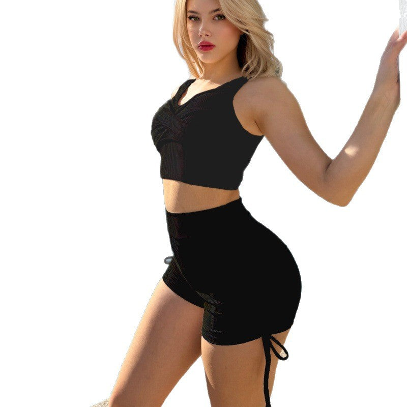 Women Sporty Crop Top and Shorts Set Mune Fashion