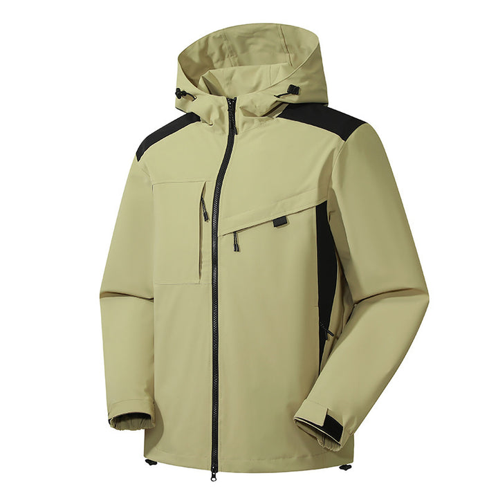 Men's technical softshell jacket with hood, diagonal chest pocket and multi-pocket zipper pockets Mune Fashion