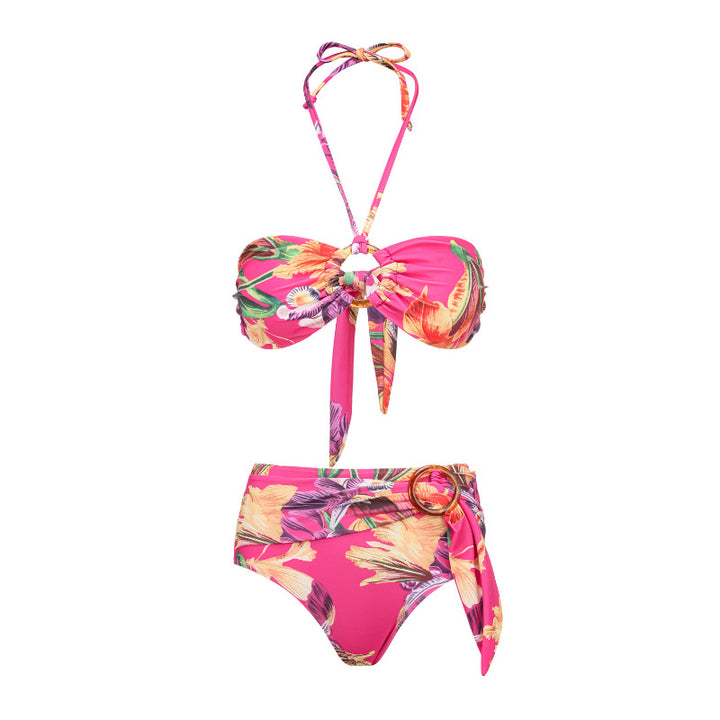 Women's bikini set with floral design and stylish wrap band Mune Fashion