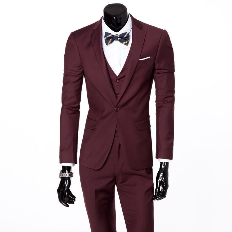 Men's slim three-piece business suit with waistcoat Mune Fashion