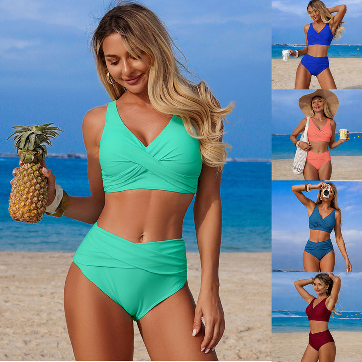 Women's High-Cut Bikini Set with Wrap Detail Mune Fashion