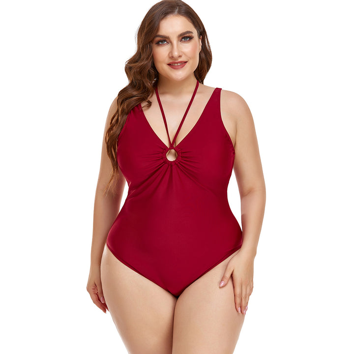 Women Elegant High-Cut One-Piece Swimsuit with Fashionable Ring Detail Mune Fashion