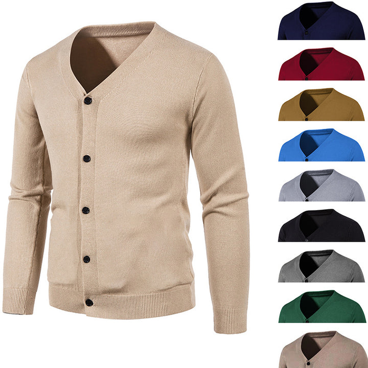 Men's fine knit cardigan with V-neck, slim fit and button placket Mune Fashion