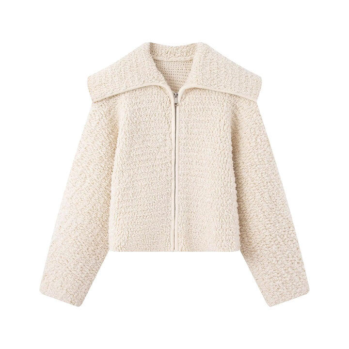 Women’s Teddy Fleece Short Jacket with Wide Lapel and Full Zip Mune Fashion