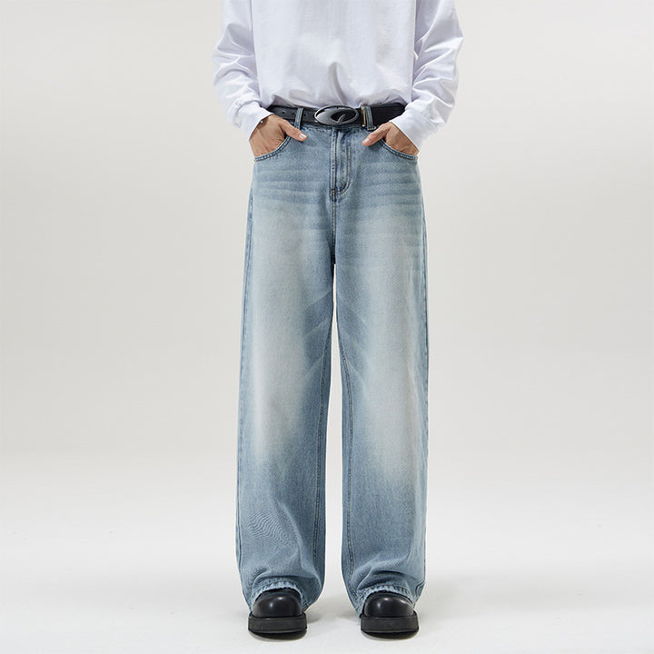 Men's Wide Jeans in Loose Fit with High Waist and Used Effect Mune Fashion