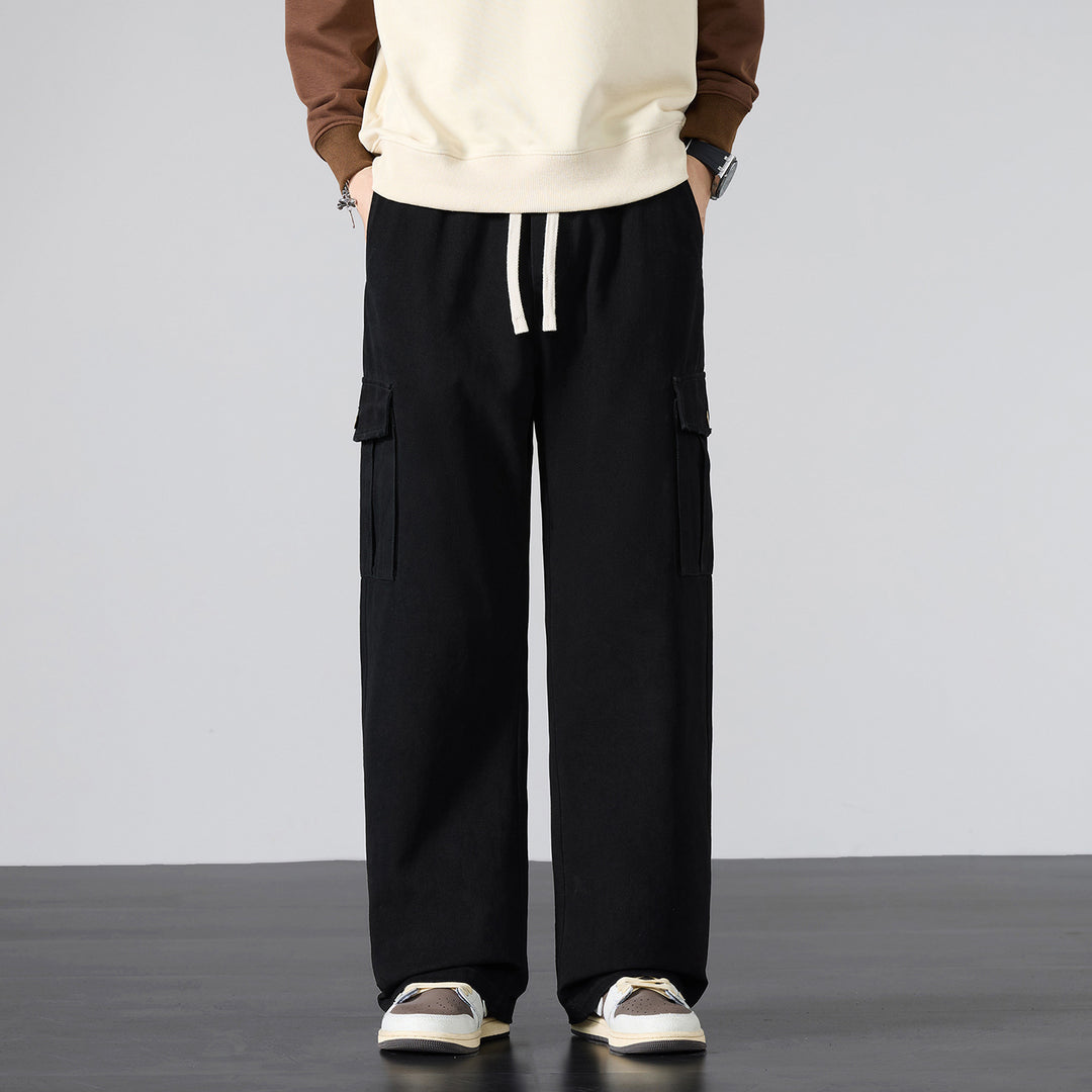 Men's Loose Cargo Pants with Drawstring Waist and Multiple Pockets Mune Fashion