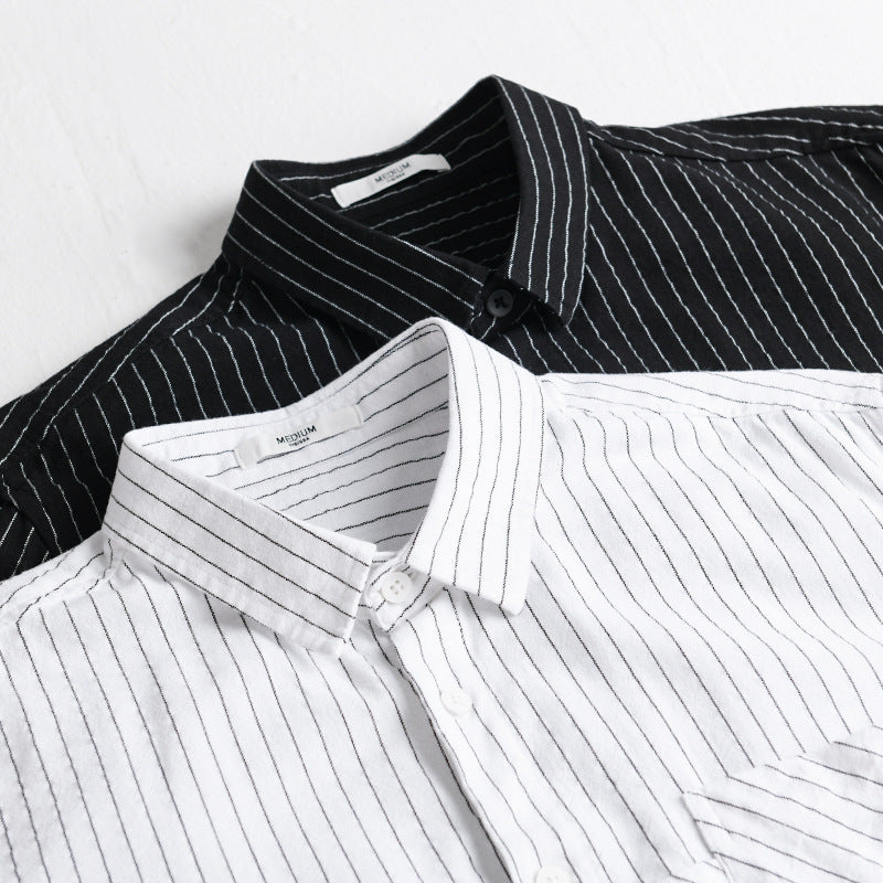 Men's pinstriped shirt in relaxed fit with diagonal chest patch Mune Fashion