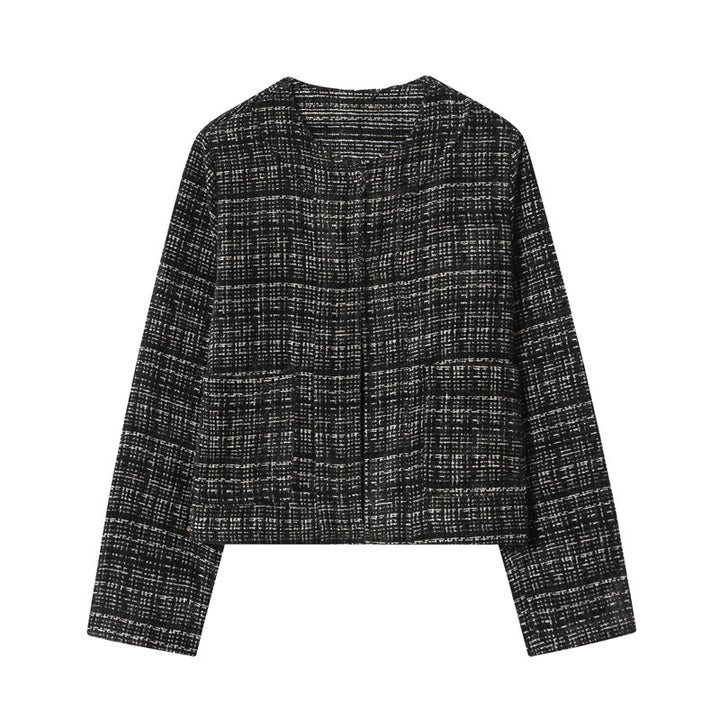 Women's Boxy Tweed Jacket in Boucle Look with Concealed Button Placket and Boxy Silhouette Mune Fashion