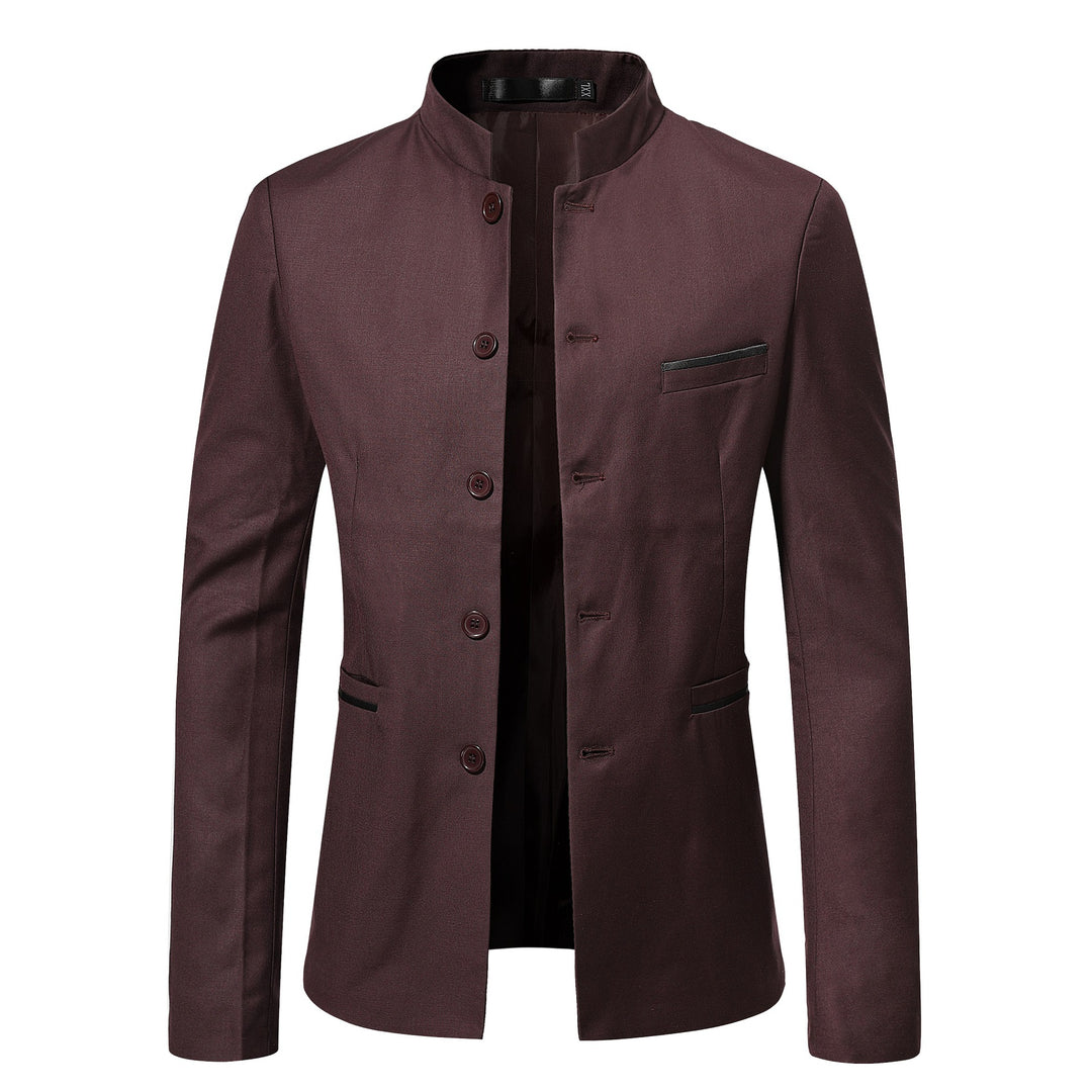 Men's nan blazer with stand-up collar, slim silhouette and concealed button placket Mune Fashion