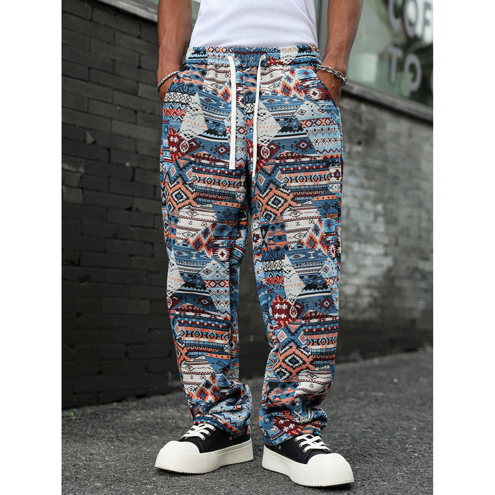 Men's patterned leisure pants with comfortable elastic waistband and side pockets Mune Fashion