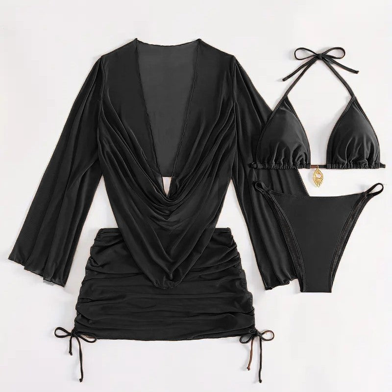 Women's bikini set with sophisticated wrap blouse and semi-transparent skirt Mune Fashion