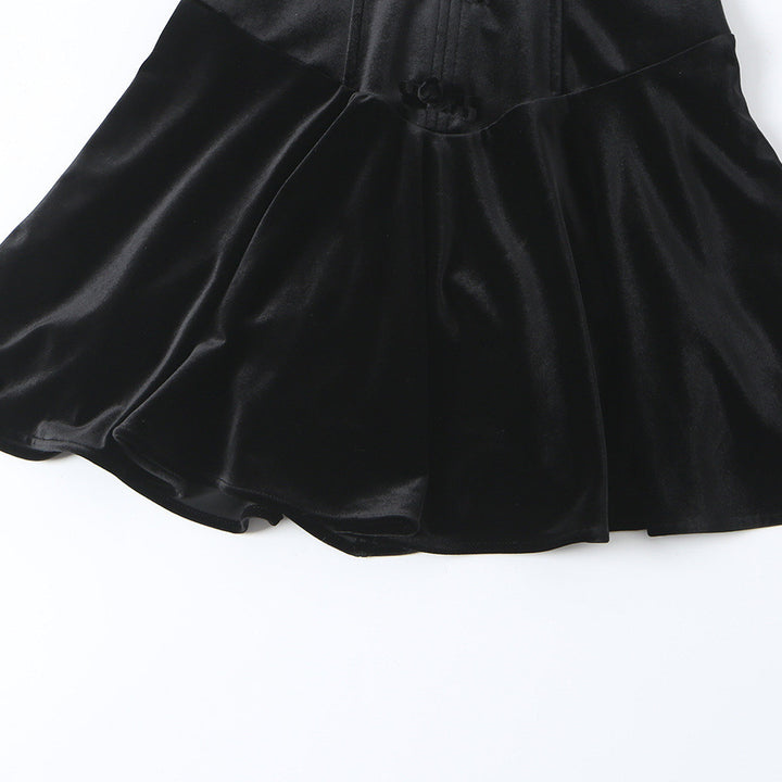 Women's velvet mini dress with tailored corset look and flared skirt Mune Fashion