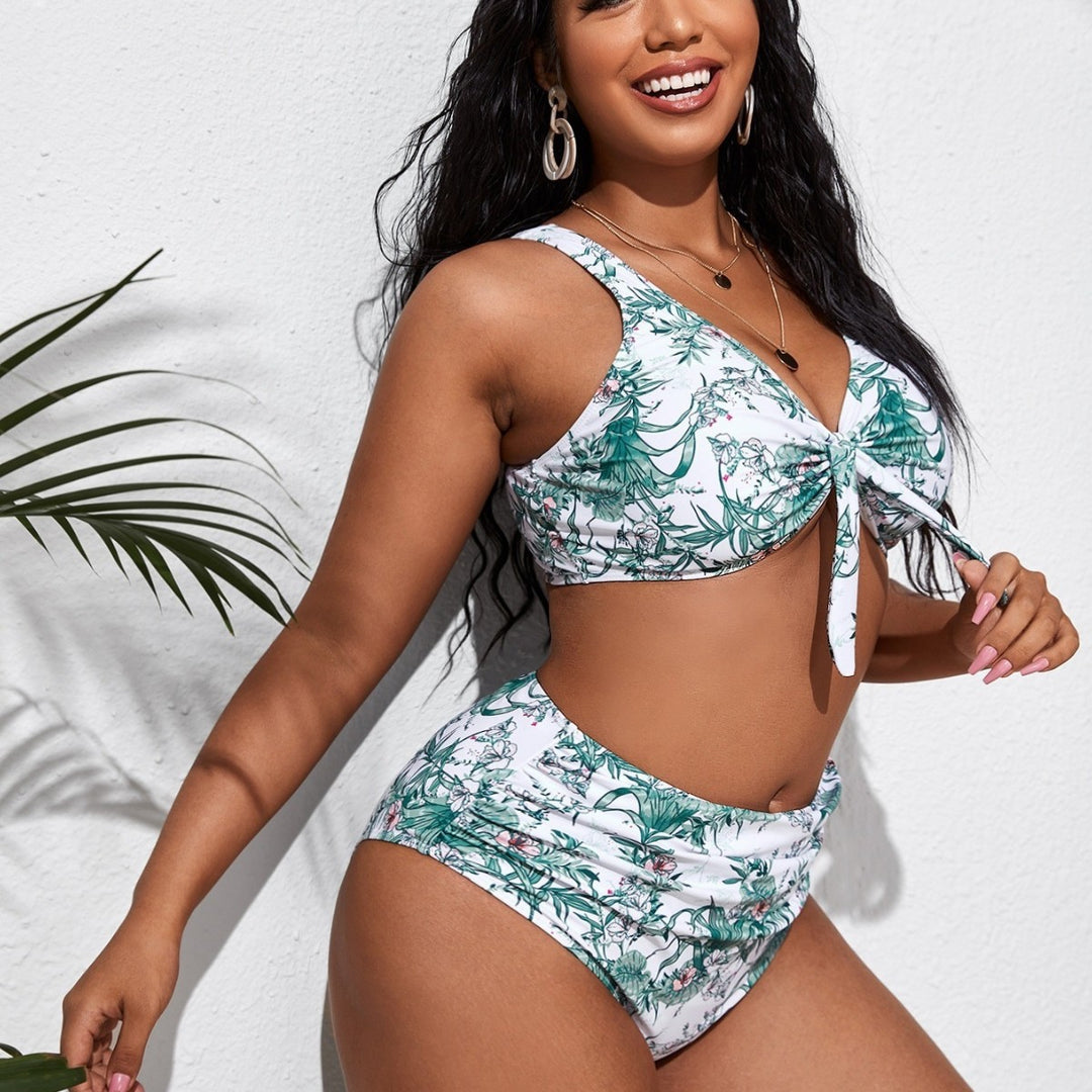 Women's bikini set with floral tie band and high waistband Mune Fashion
