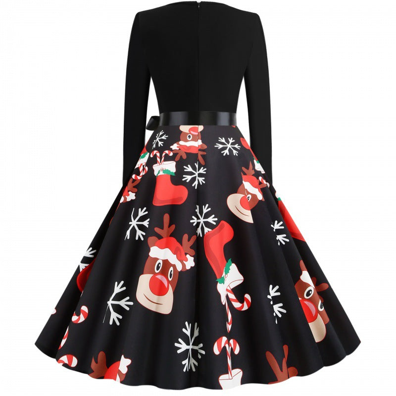 Women's vintage party dress in 50s style with wavy neckline, figure-hugging bodice, and voluminous circle skirt Mune Fashion