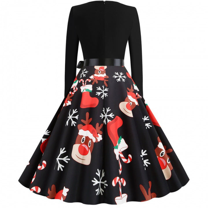 Women's vintage party dress in 50s style with wavy neckline, figure-hugging bodice, and voluminous circle skirt Mune Fashion