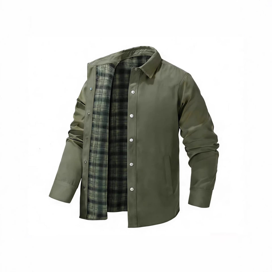 Men's lightweight transitional jacket with modern check pattern