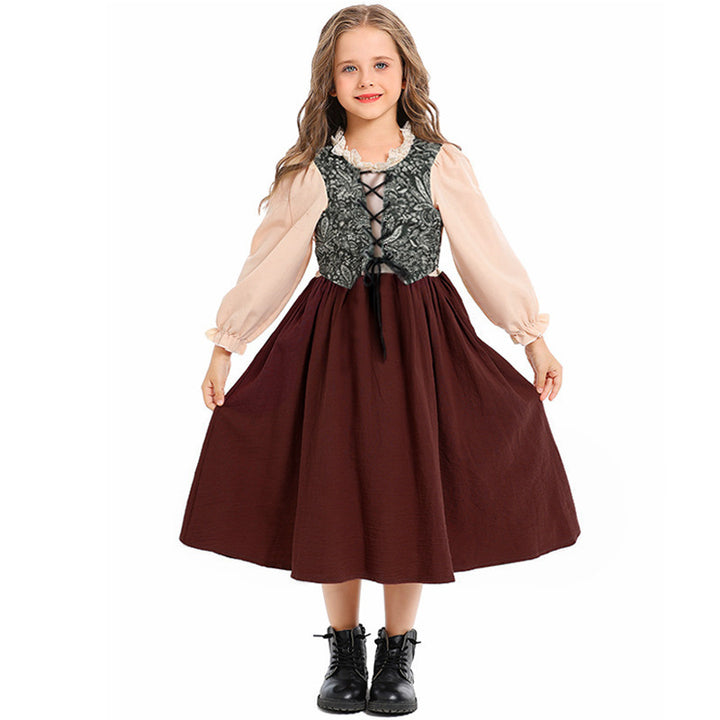 Unisex nan children's costume set with embroidered paisley vest and ruffled blouse Mune Fashion