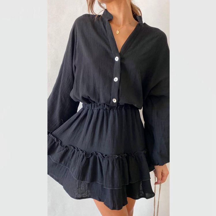 Women's Musselin Mini Tunic with elastic waist, button placket, and layered ruffle skirt Mune Fashion