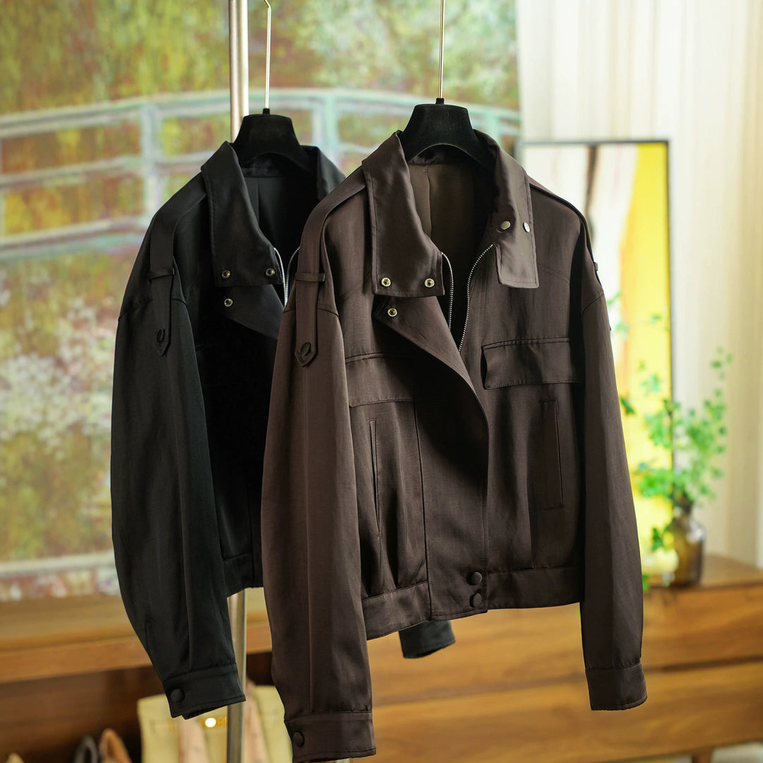Women's elegant utility jacket with high collar Mune Fashion
