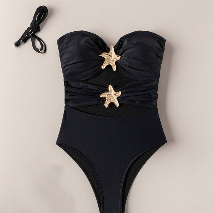 Ladies High-cut Swimsuit with Decorative Shell Pendants Mune Fashion