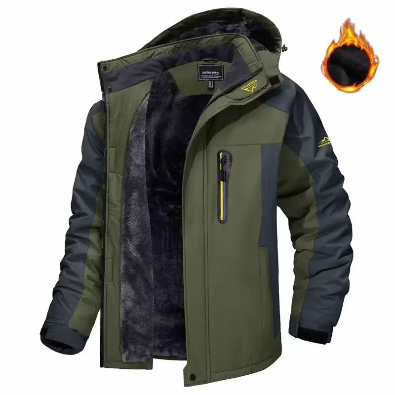 Men's trekking parka with warm teddy lining, detachable hood, and waterproof softshell outer layer Mune Fashion
