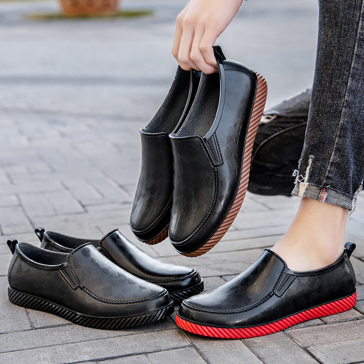 Men's Elegant Waterproof Slip-ons with Textured Surface and Profiled Lightweight Sole Mune Fashion