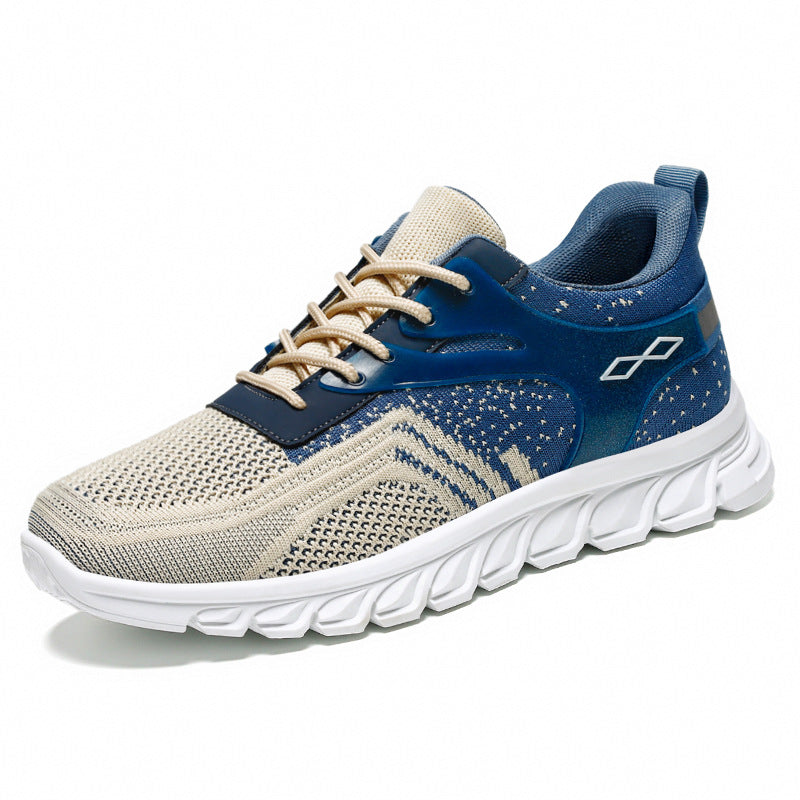 Men's flexible mesh running sneaker with molded memory footbed and shock-absorbing wave running sole Mune Fashion