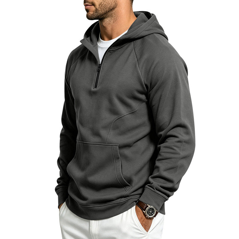 Men's hooded sweatshirt with half zipper and sporty, slim fit Mune Fashion