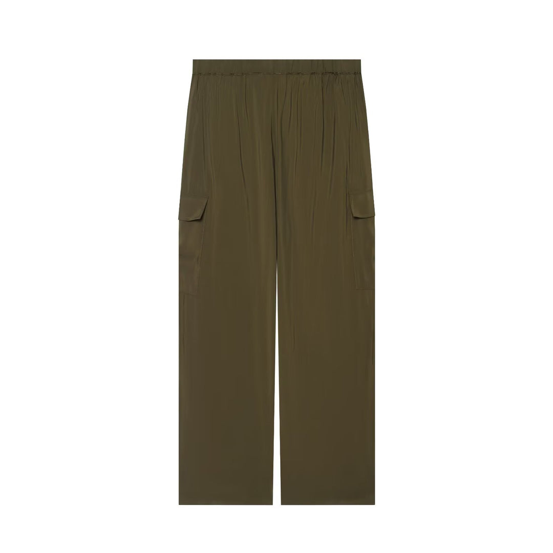 Women's Loose Cargo Pants with Elastic Waistband and Flap Pockets