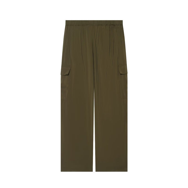 Women's Loose Cargo Pants with Elastic Waistband and Flap Pockets